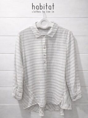 HABITAT clothes to live in - 100% Linen Striped Shirt - Size L ☀️